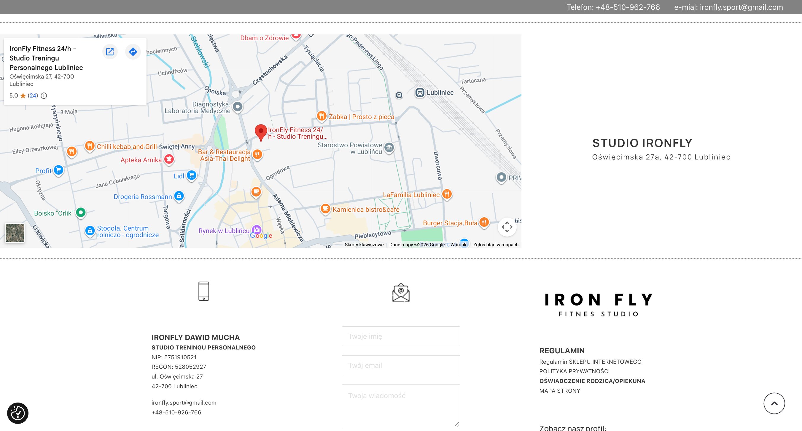 Kontakt IronFly Fitness