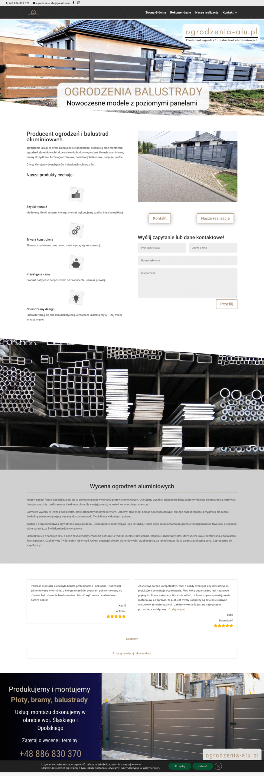 Projekt strony internetowej Ogrodzenia-Alu - producent ogrodzeń aluminiowych, Google Ads